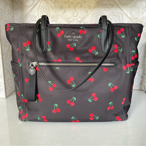 kate spade Handbags - Kate Spade ♠️ Chelsea Nylon Tote- Black Cherry Print- Baby Bag